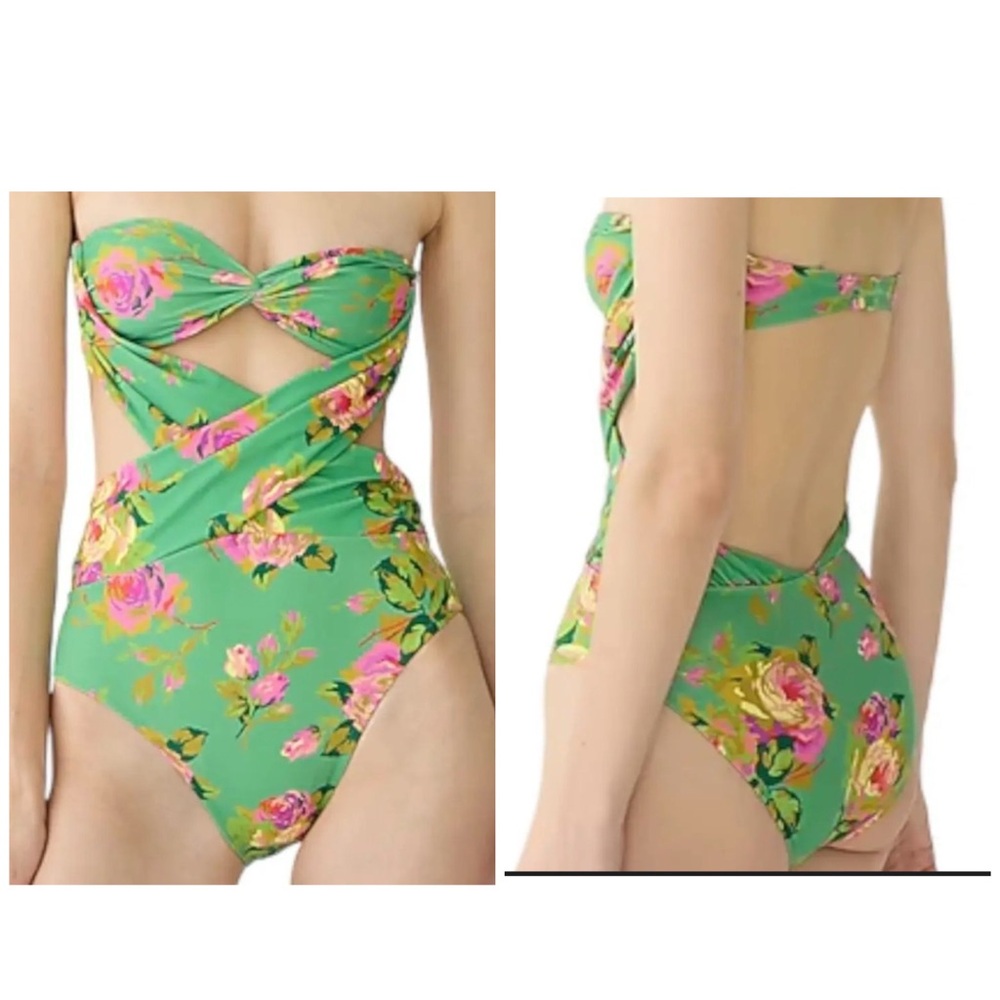 J. Crew Crisscross cutout bandeau one-piece in rose garden NWT